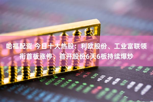 哈福配资 今日十大热股：利欧股份、工业富联领衔首板涨停，首开股份6天6板持续爆炒