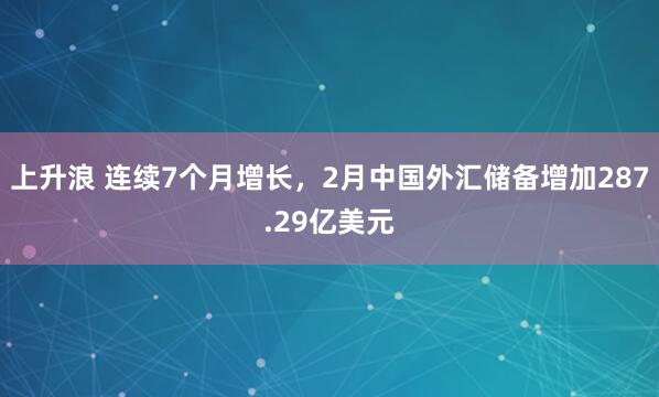 上升浪 连续7个月增长，2月中国外汇储备增加287.29亿美元